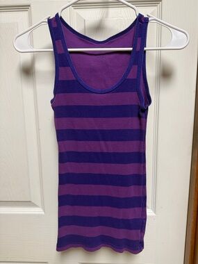 Faded Glory Purple and Deep Purple Striped Tank Top
